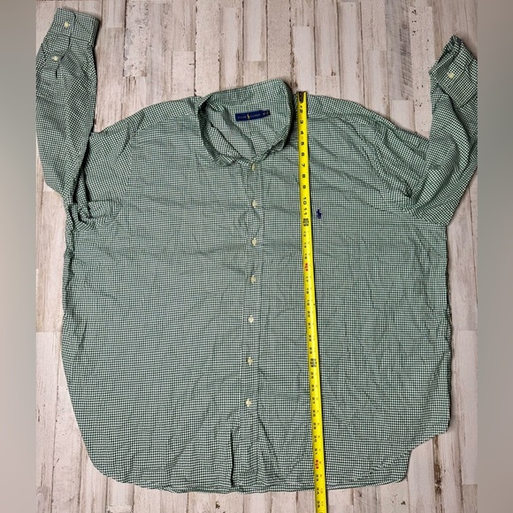 Polo Ralph Lauren Shirt Men's 4XB Green Solid Cotton Dress Casual - Picture 6 of 12